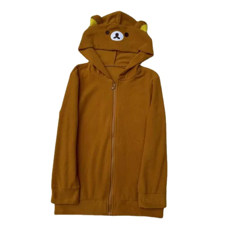 Bear Themed Oversized Zip Up Hoodie