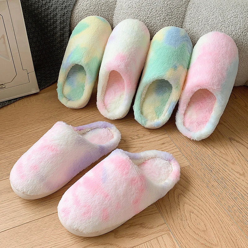 Tie Dye Gradient Plush Slippers