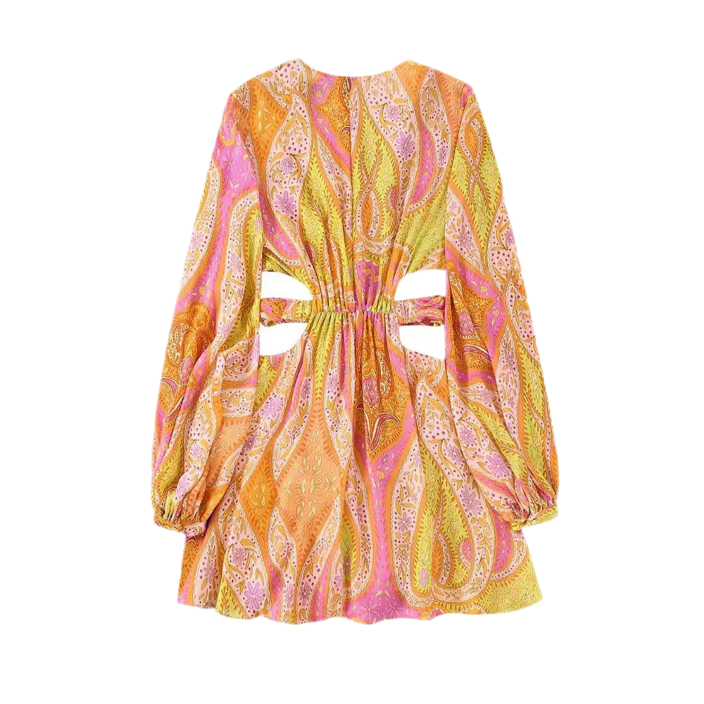 Butterfly Chic V-Neck Mini Dress
