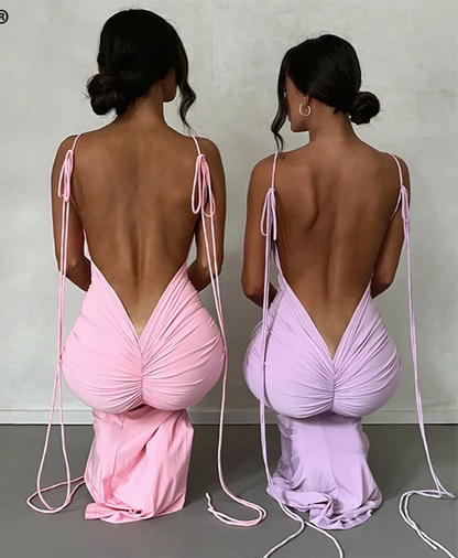 Spaghetti Strap Ruched Maxi Dress