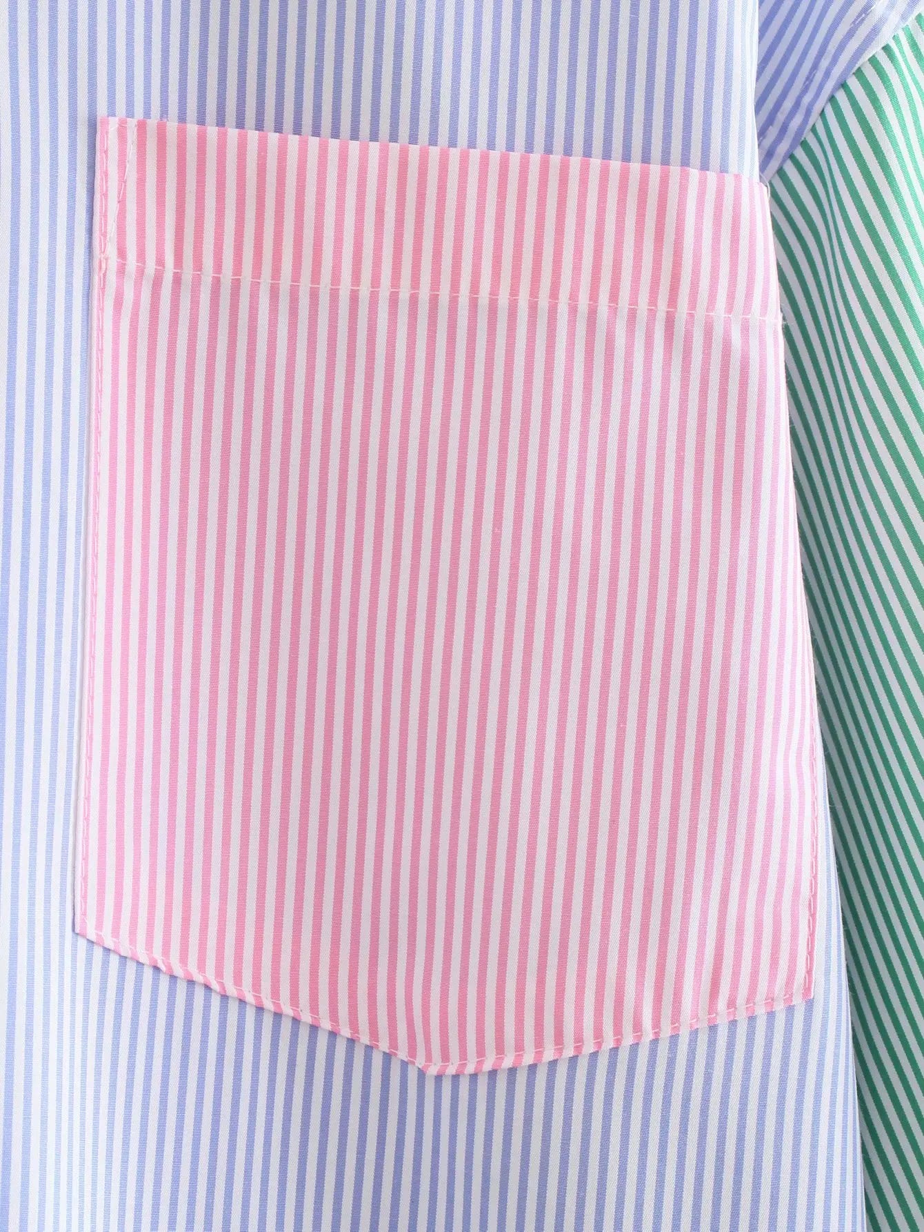 striped print buttoned casual top