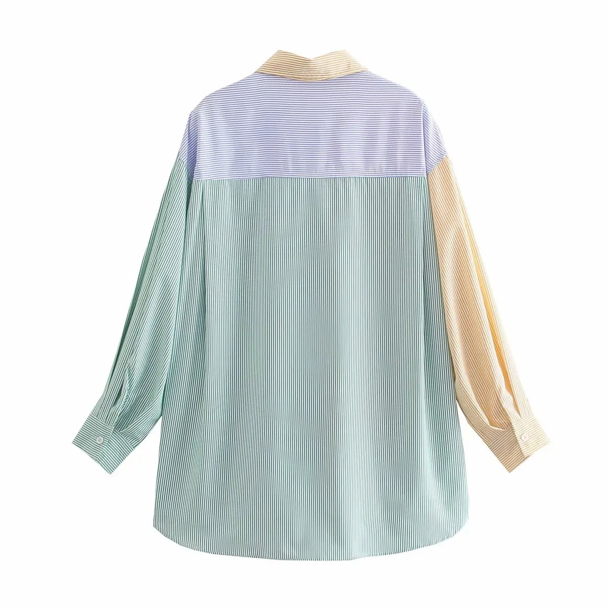 striped print buttoned casual top