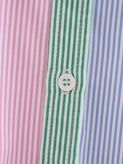 striped print buttoned casual top