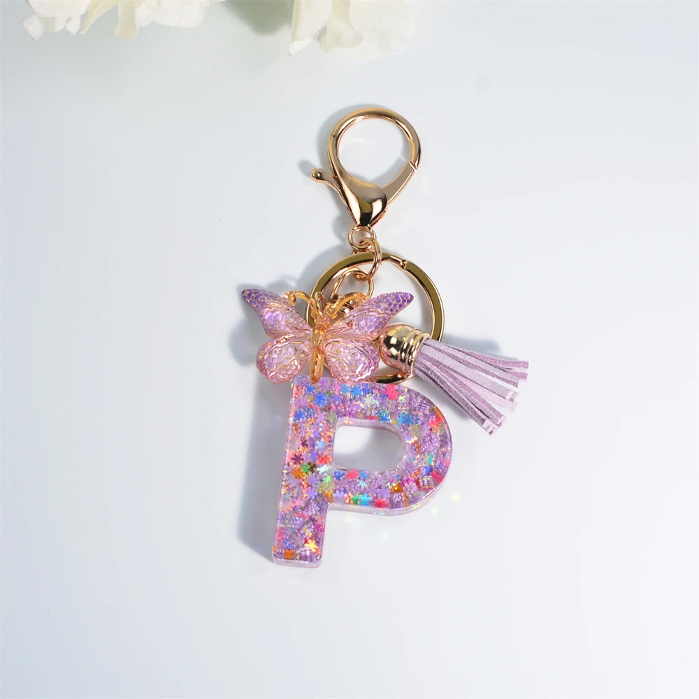 A-Z Dreamy Keychain Tassel Butterfly Charms