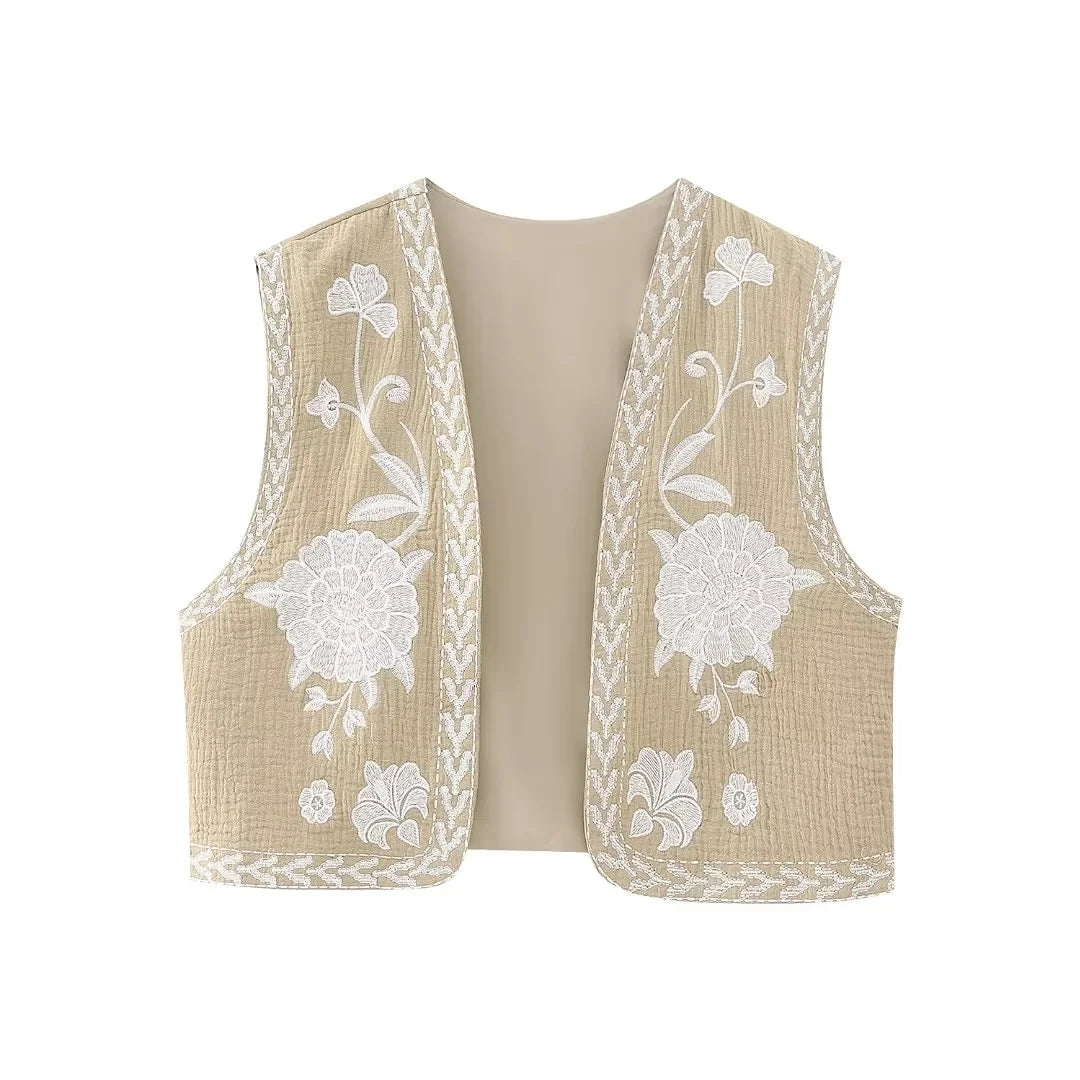 Vintage Floral Embroidered Vest