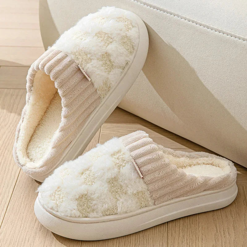 Plaid Plush Slippers