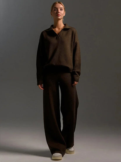 Sweater & Wide Leg Knitted Pants  2 Piece Set