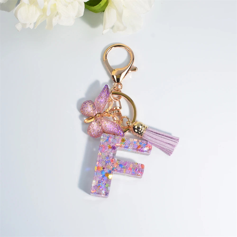 A-Z Dreamy Keychain Tassel Butterfly Charms
