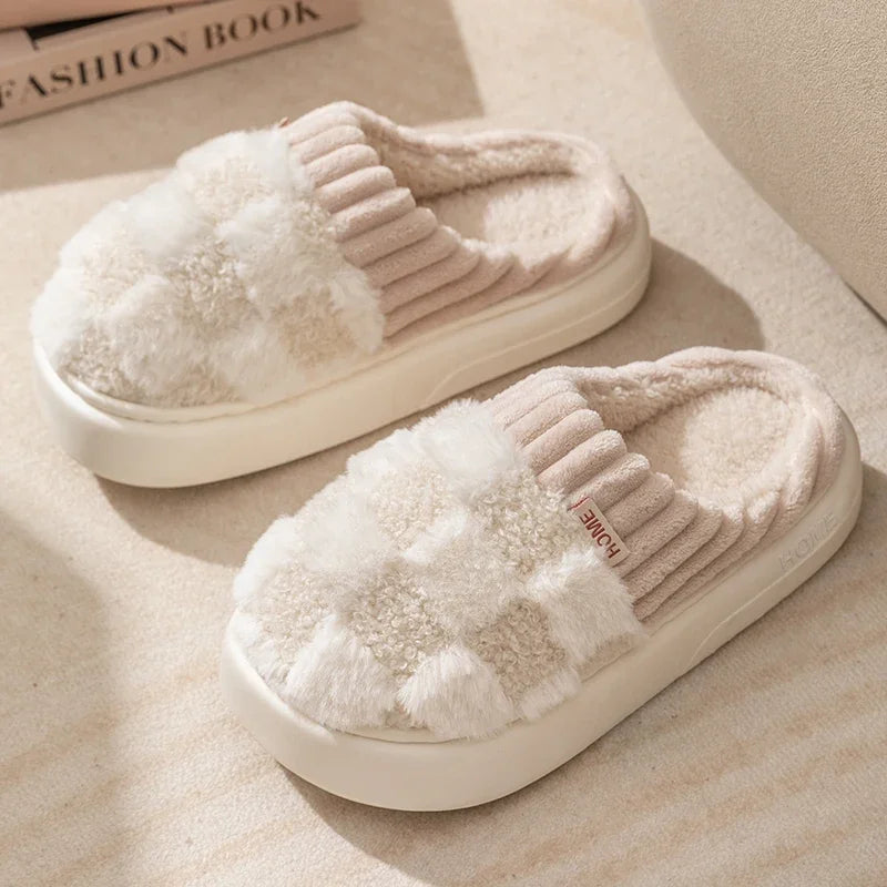 Plaid Plush Slippers