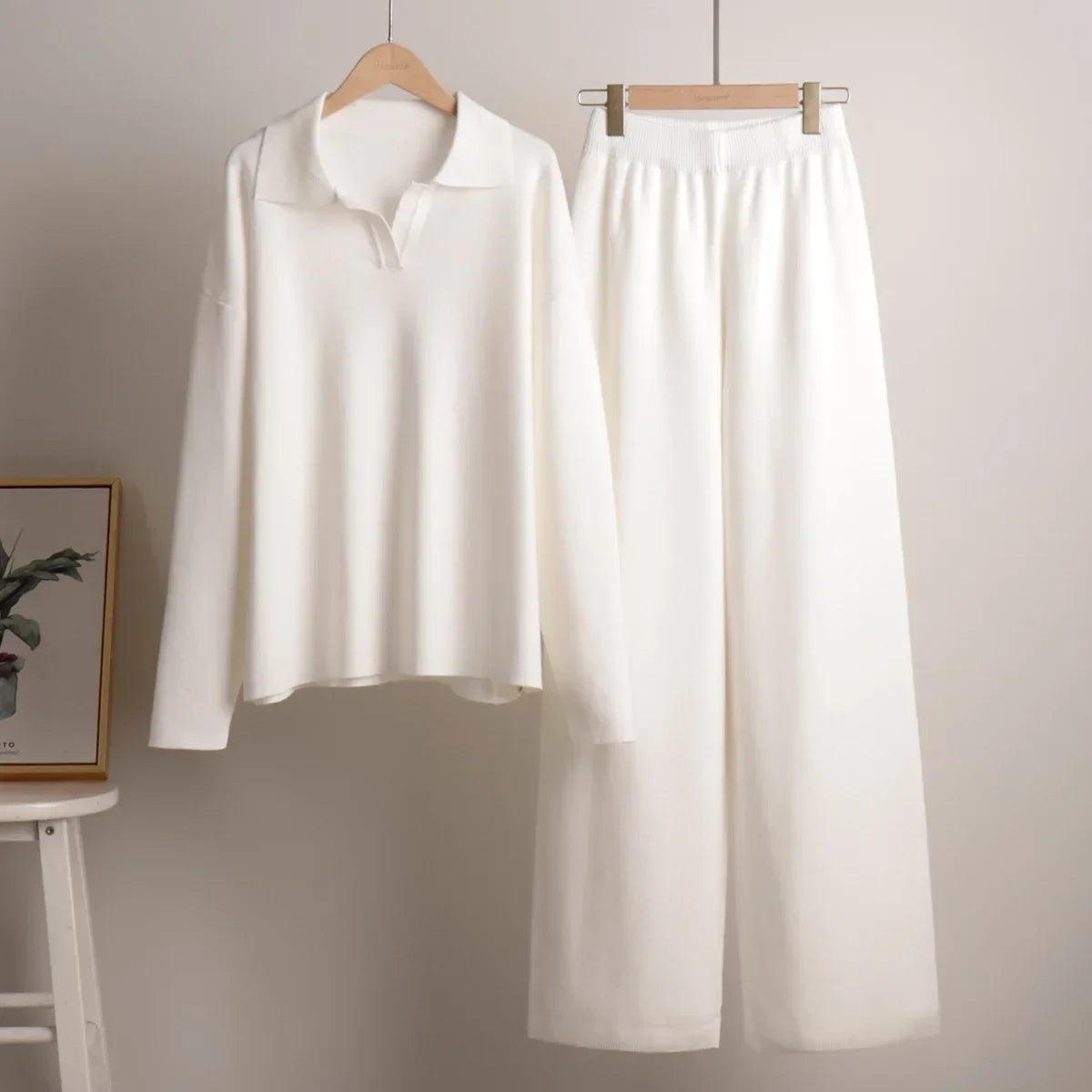 Sweater & Wide Leg Knitted Pants  2 Piece Set