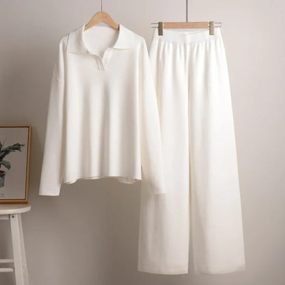 Sweater & Wide Leg Knitted Pants  2 Piece Set