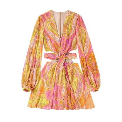Butterfly Chic V-Neck Mini Dress