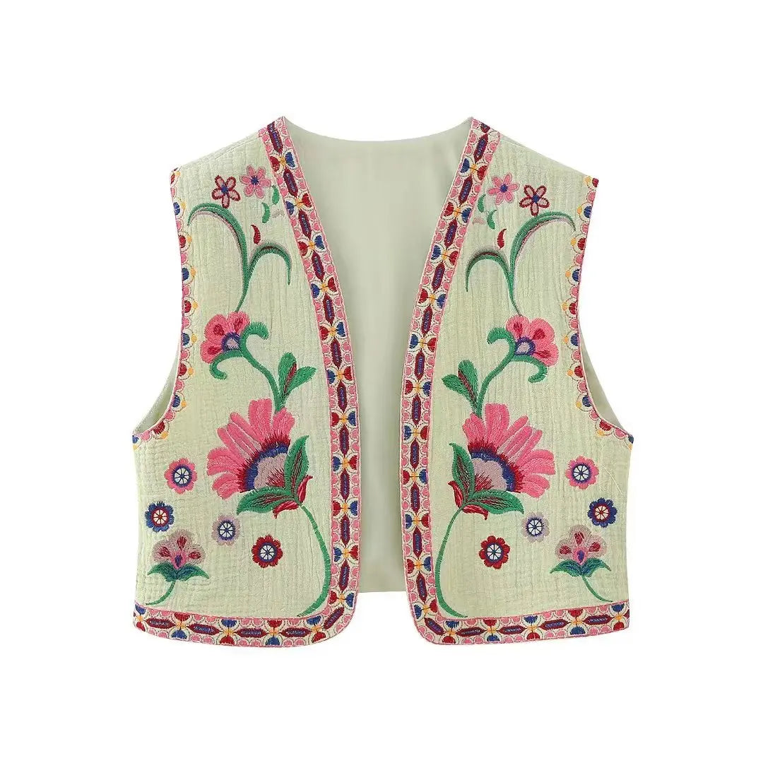 Vintage Floral Embroidered Vest