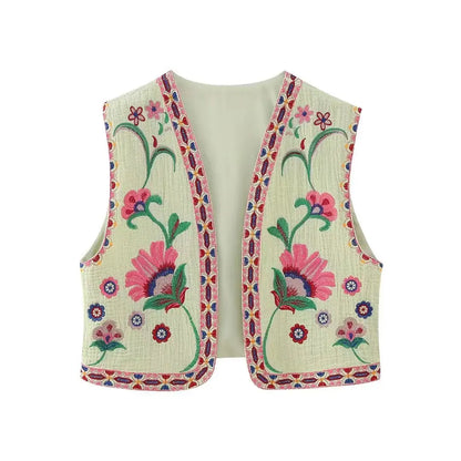 Vintage Floral Embroidered Vest