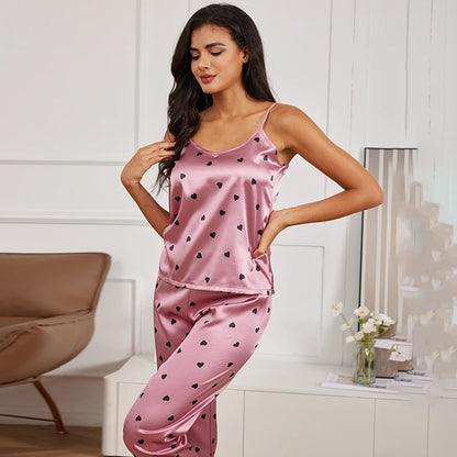 Satin Cami Vest Pajama Set