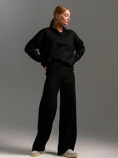 Sweater & Wide Leg Knitted Pants  2 Piece Set