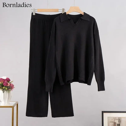 Sweater & Wide Leg Knitted Pants  2 Piece Set