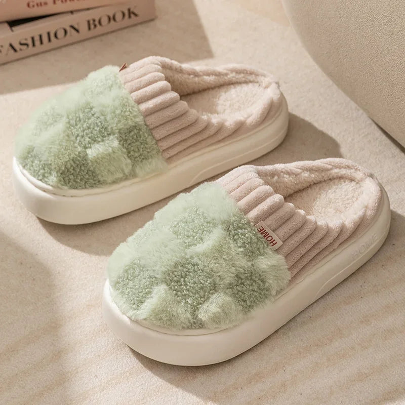 Plaid Plush Slippers
