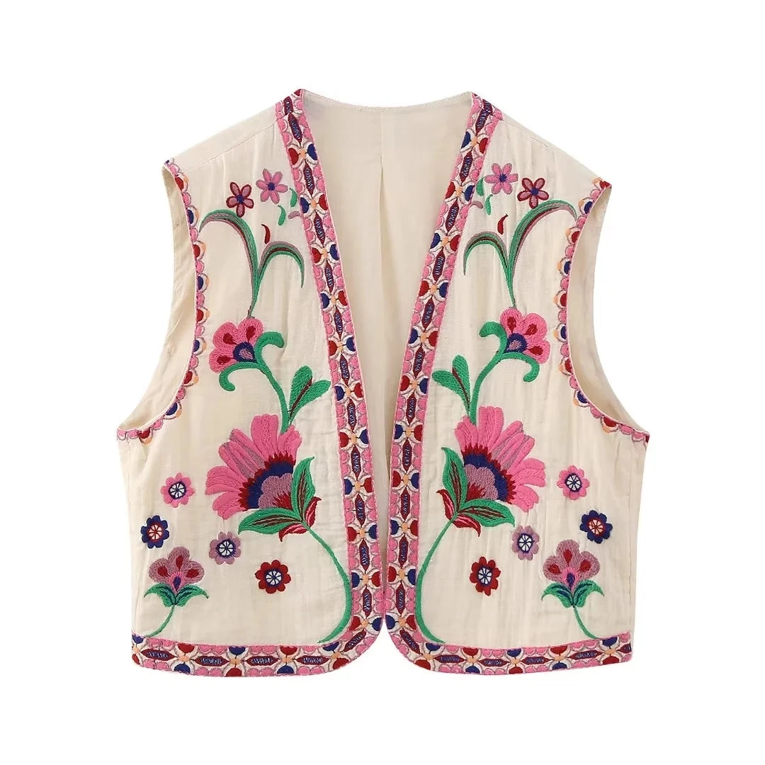 Vintage Floral Embroidered Vest