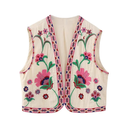 Vintage Floral Embroidered Vest