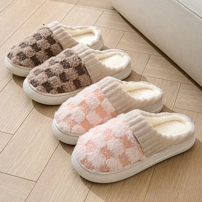 Plaid Plush Slippers