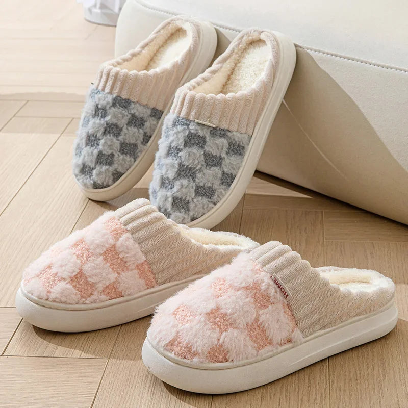 Plaid Plush Slippers
