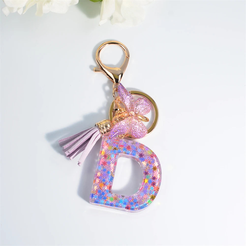 A-Z Dreamy Keychain Tassel Butterfly Charms