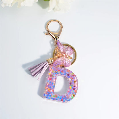 A-Z Dreamy Keychain Tassel Butterfly Charms
