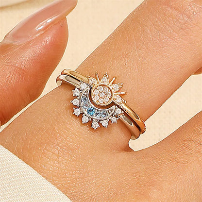 Adjustable Sun and Moon Overlapping Ring