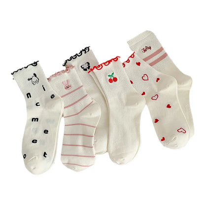 Cute Ruffle Embroidery Socks