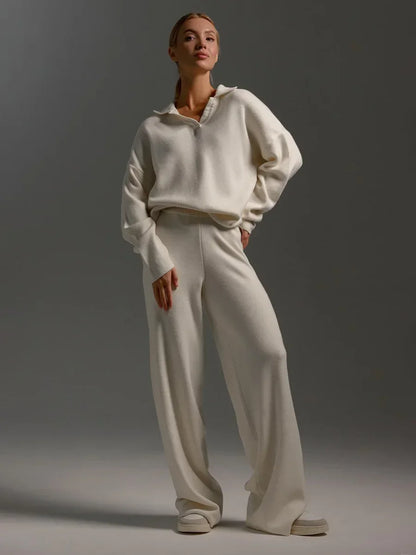 Sweater & Wide Leg Knitted Pants  2 Piece Set