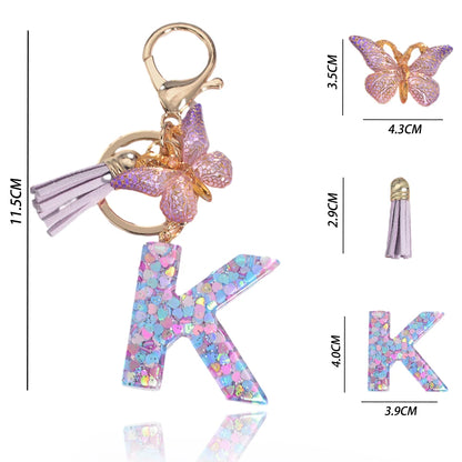 A-Z Dreamy Keychain Tassel Butterfly Charms