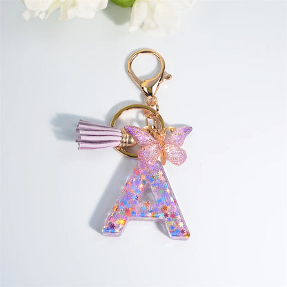 A-Z Dreamy Keychain Tassel Butterfly Charms