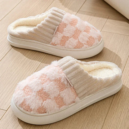 Plaid Plush Slippers