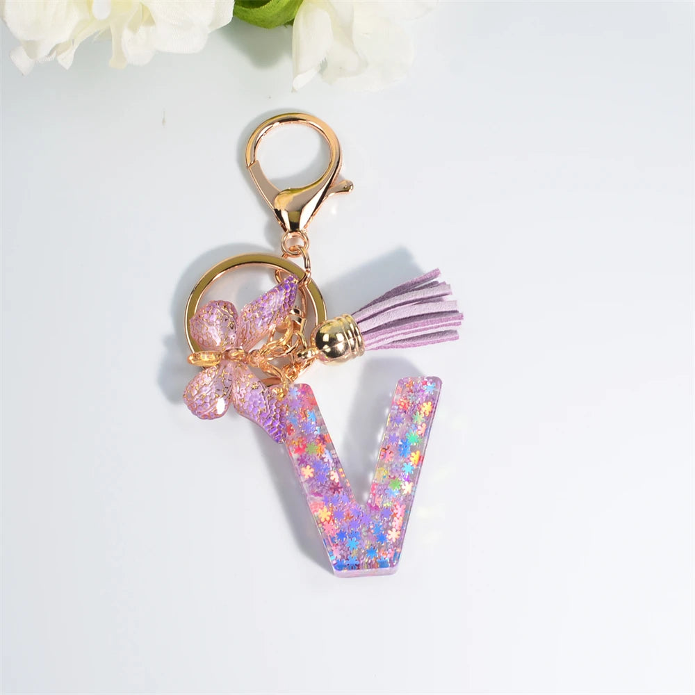 A-Z Dreamy Keychain Tassel Butterfly Charms