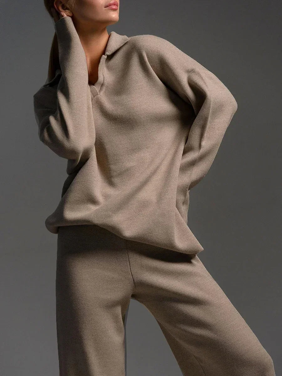 Sweater & Wide Leg Knitted Pants  2 Piece Set