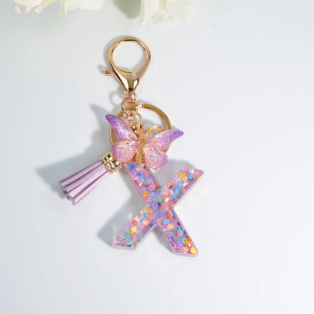 A-Z Dreamy Keychain Tassel Butterfly Charms
