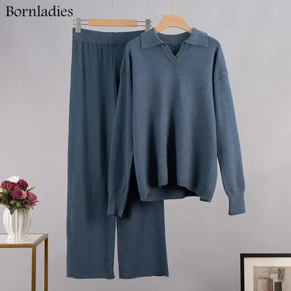 Sweater & Wide Leg Knitted Pants  2 Piece Set