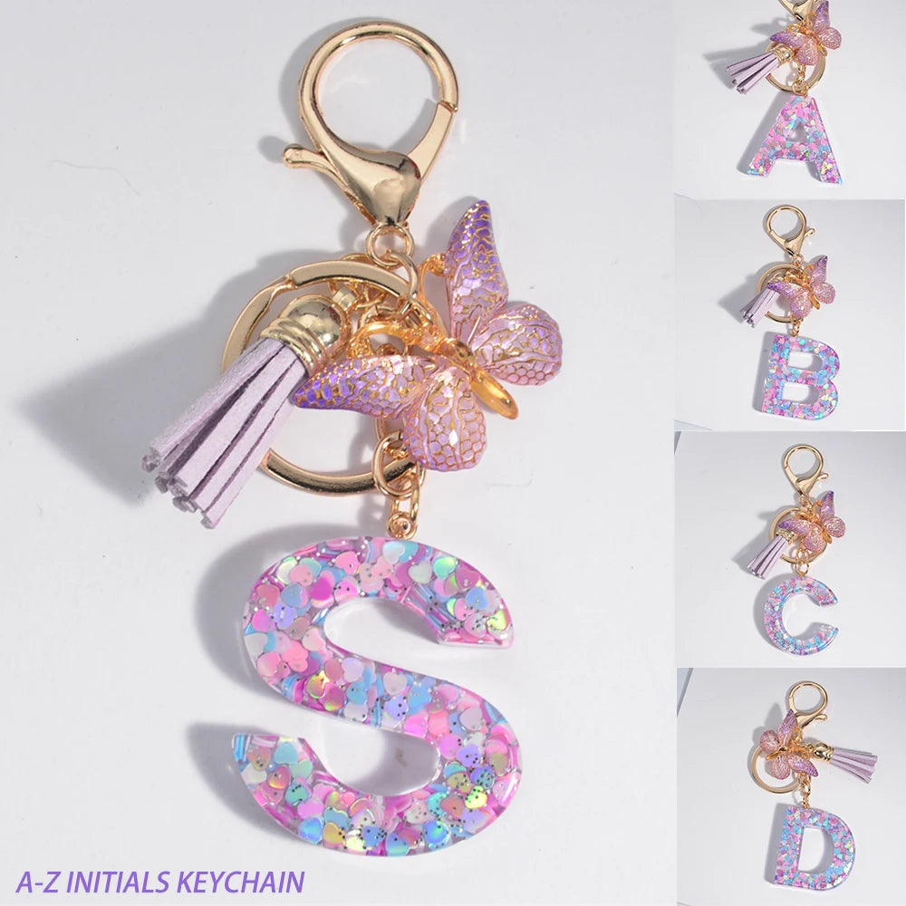 A-Z Dreamy Keychain Tassel Butterfly Charms