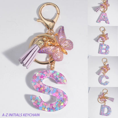 A-Z Dreamy Keychain Tassel Butterfly Charms