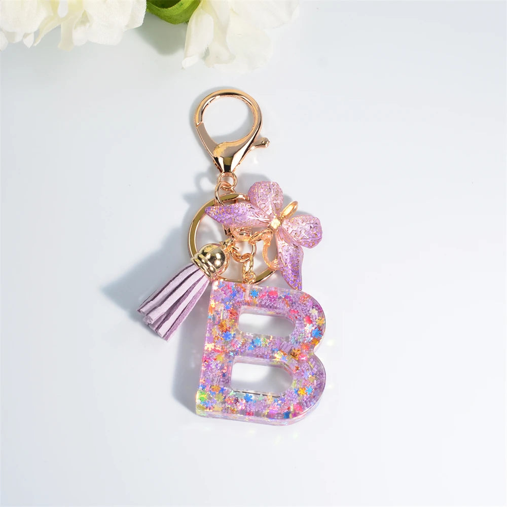 A-Z Dreamy Keychain Tassel Butterfly Charms