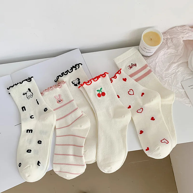 Cute Ruffle Embroidery Socks