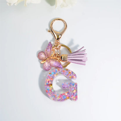 A-Z Dreamy Keychain Tassel Butterfly Charms