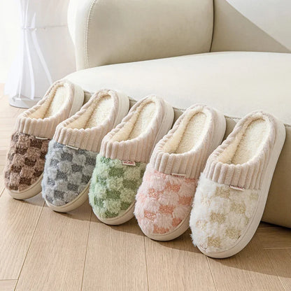 Plaid Plush Slippers