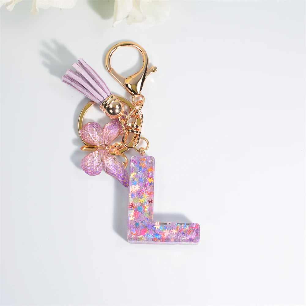 A-Z Dreamy Keychain Tassel Butterfly Charms