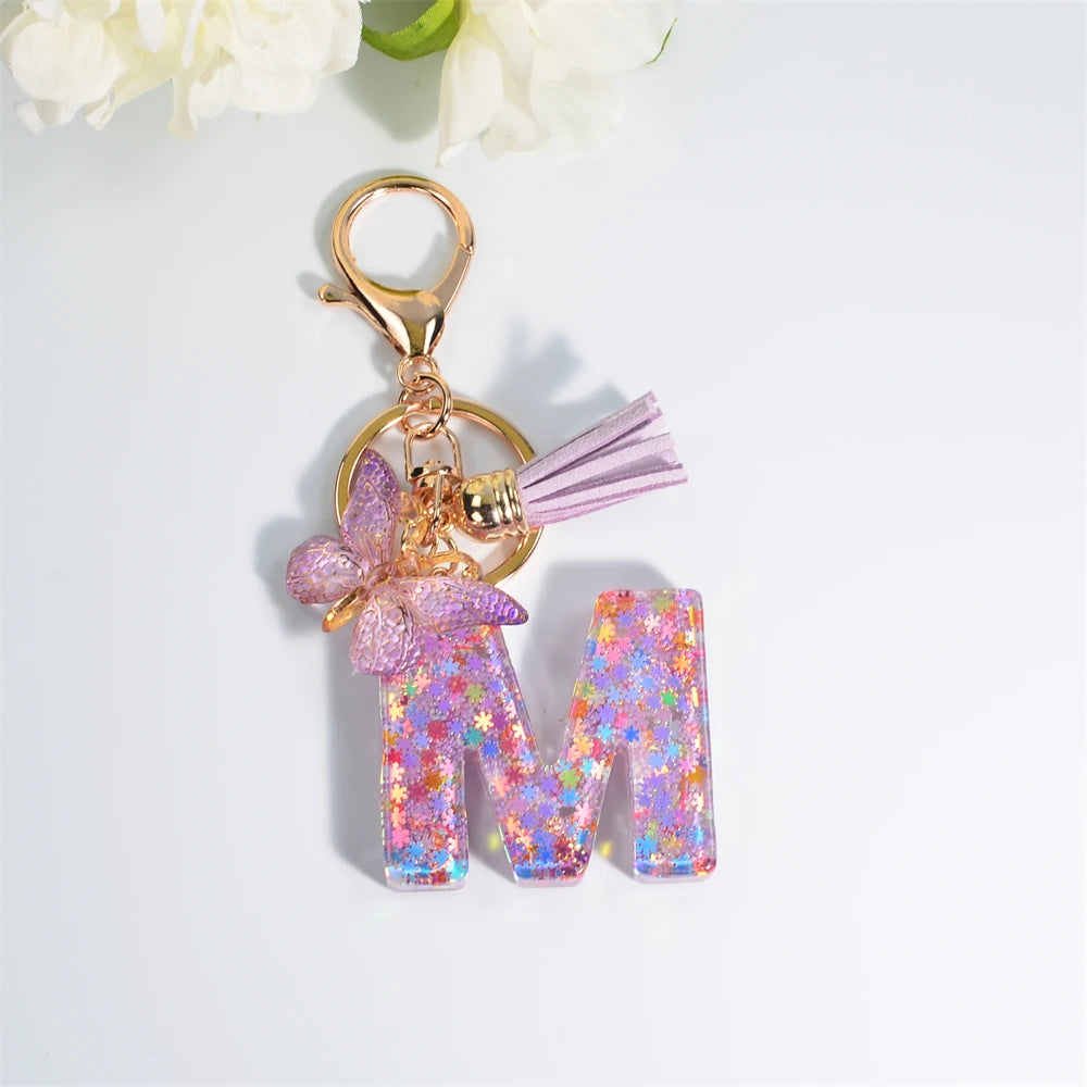 A-Z Dreamy Keychain Tassel Butterfly Charms