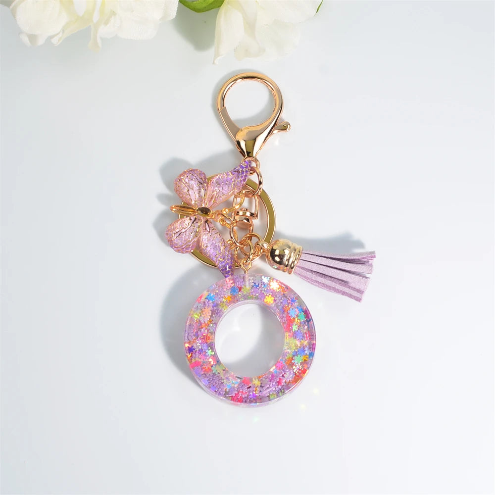 A-Z Dreamy Keychain Tassel Butterfly Charms