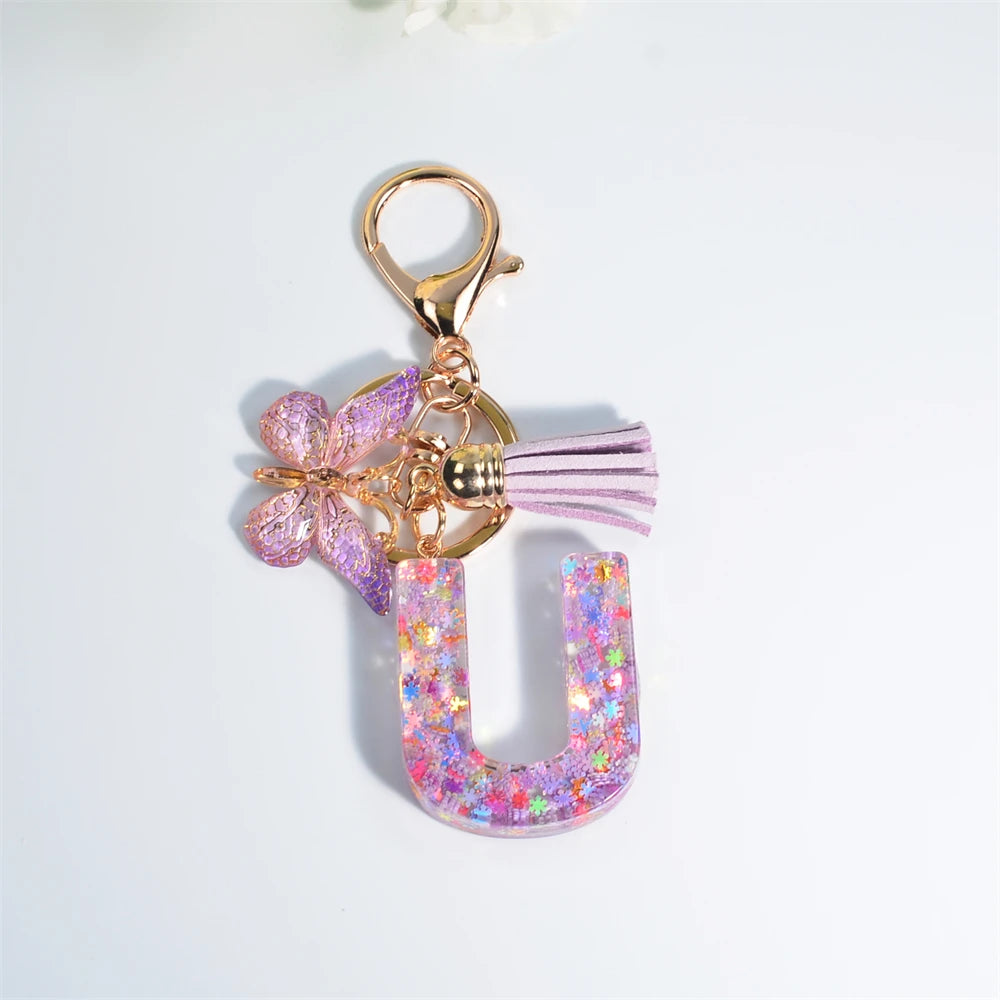 A-Z Dreamy Keychain Tassel Butterfly Charms