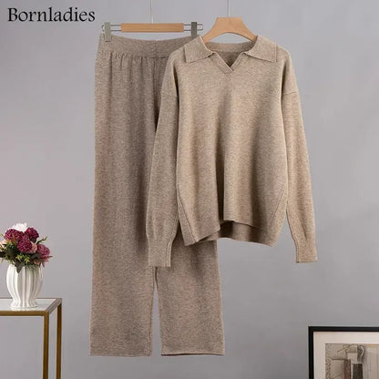 Sweater & Wide Leg Knitted Pants  2 Piece Set