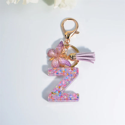 A-Z Dreamy Keychain Tassel Butterfly Charms